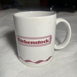 Vintage Birkenstock Coffee Mug with Lid White Red Logo Ceramic